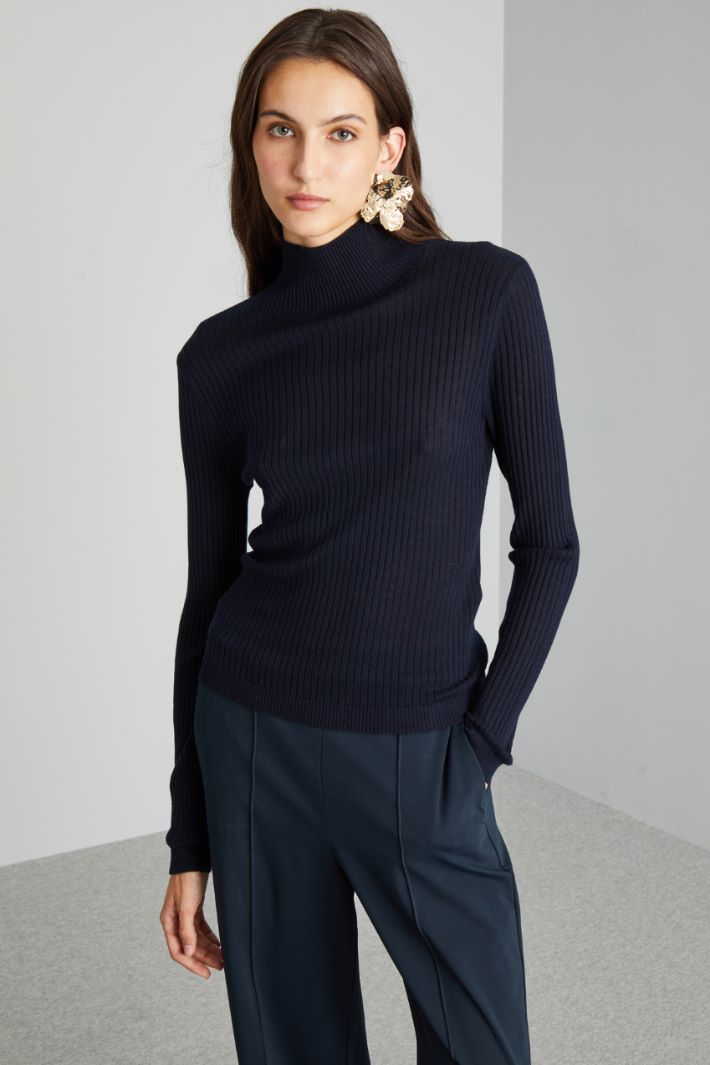 Rib-knit wool and silk sweater Intrend - 3