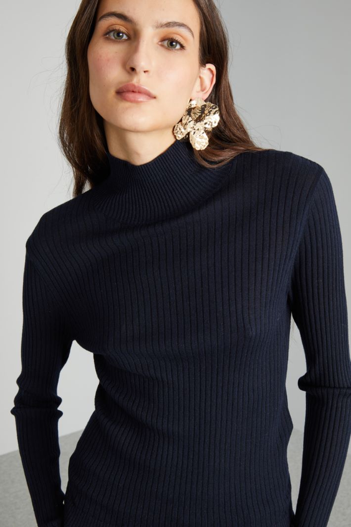 Rib-knit wool and silk sweater Intrend - 4