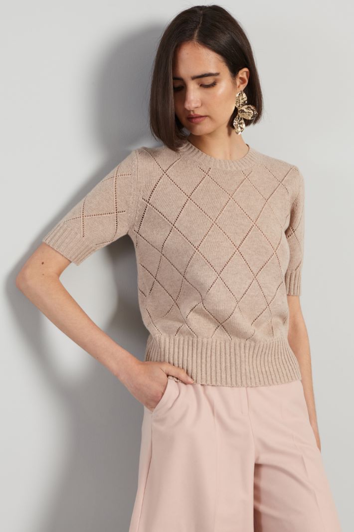 Argyle wool and cashmere sweater Intrend - 3