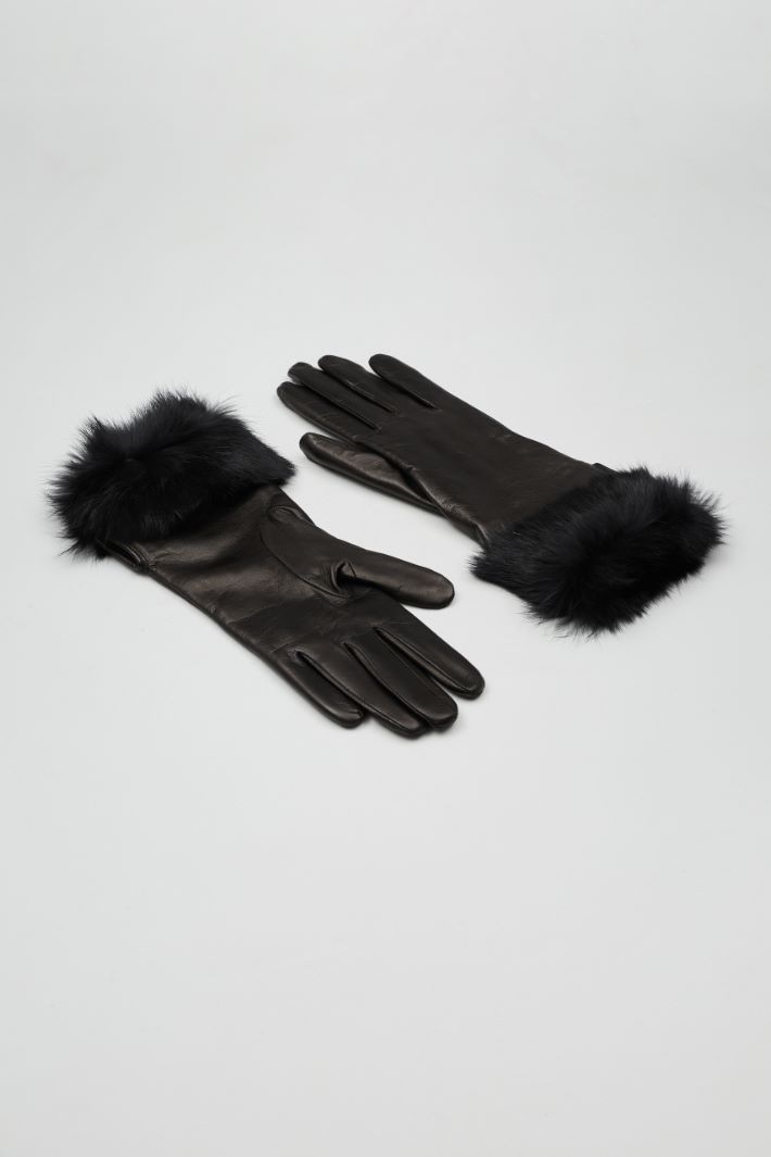 Fur trimmed gloves Intrend - 2