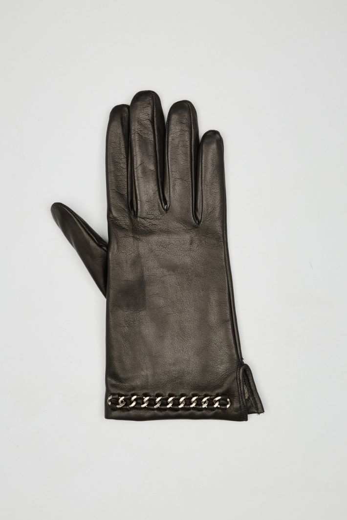 Leather gloves with chain Intrend - 2