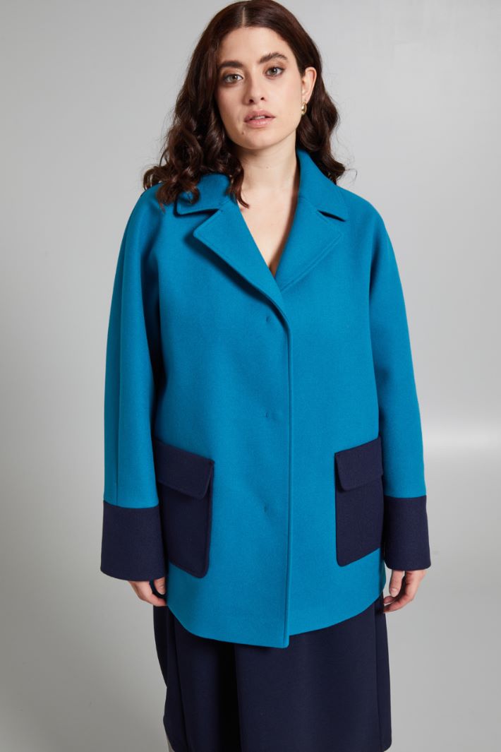 Color block cloth pea coat Intrend - 3