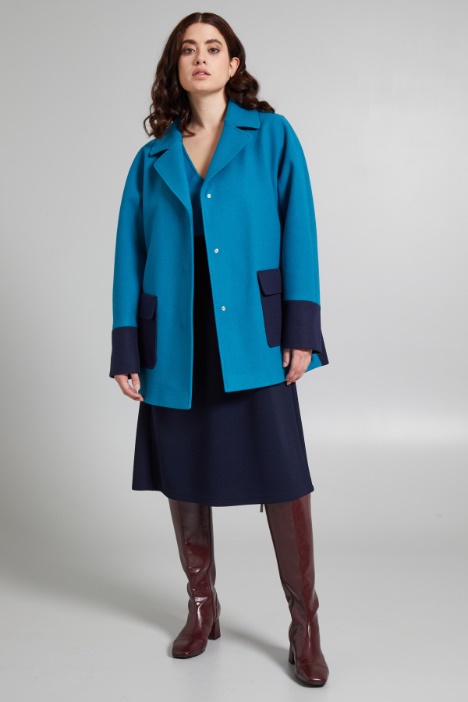 Color block cloth pea coat Intrend