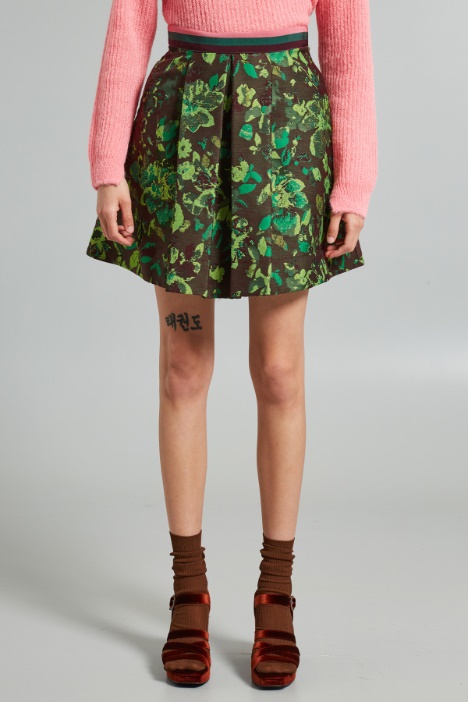 Gonna a pieghe jacquard