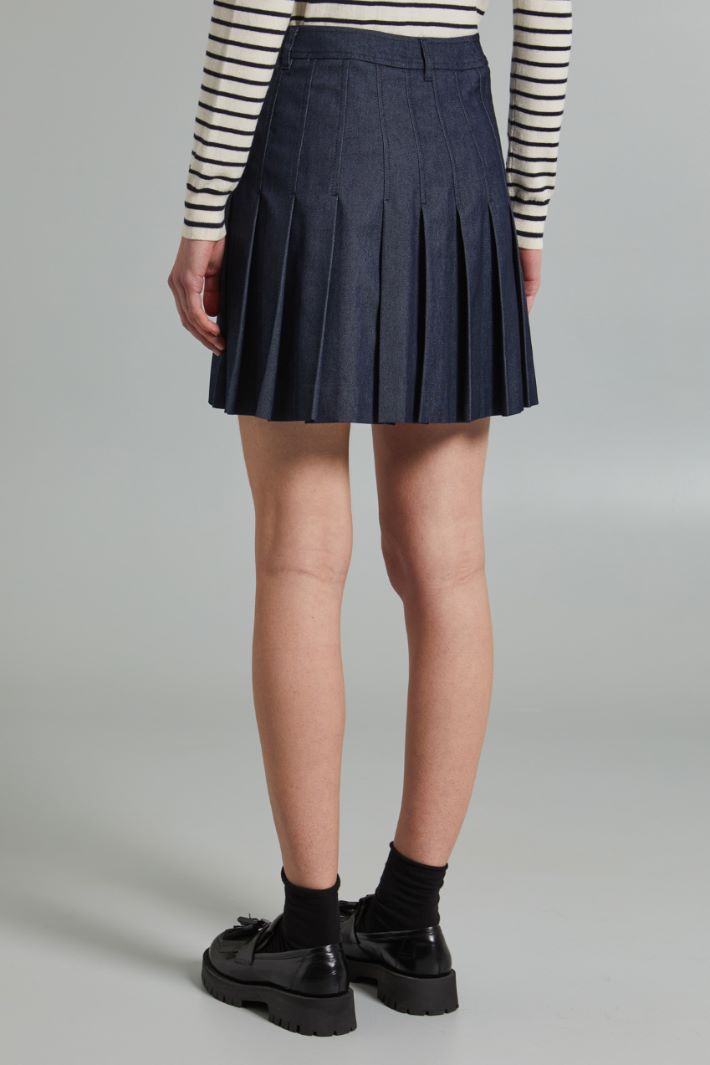 Pleated denim-effect skirt Intrend - 2