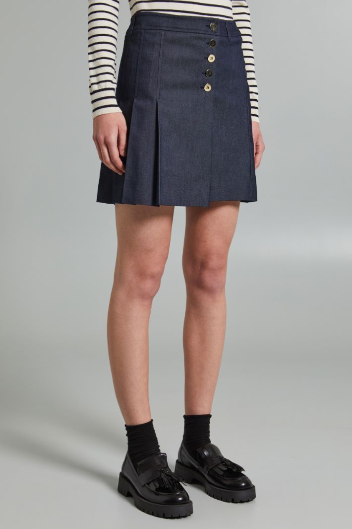 Pleated denim-effect skirt Intrend - 3