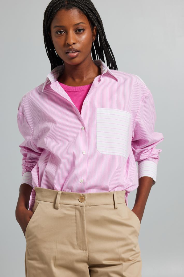 Patchwork cotton-poplin shirt Intrend - 3