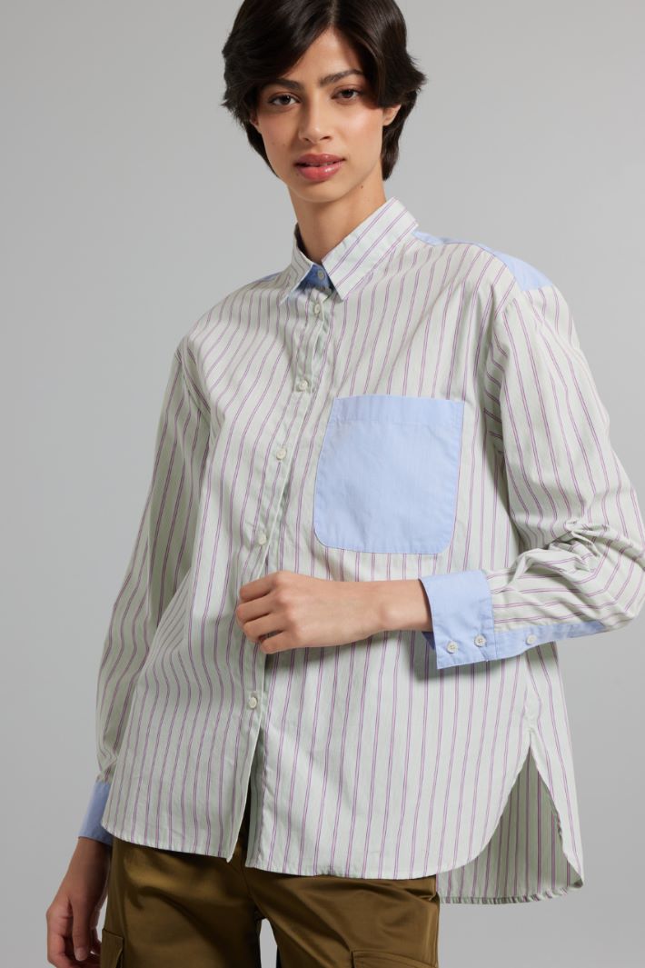 Patchwork cotton-poplin shirt Intrend - 3