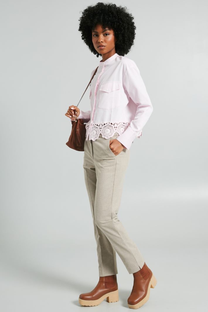 Lace-trimmed Oxford shirt Intrend