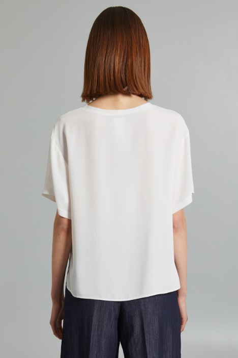 Blusa boxy in misto seta
