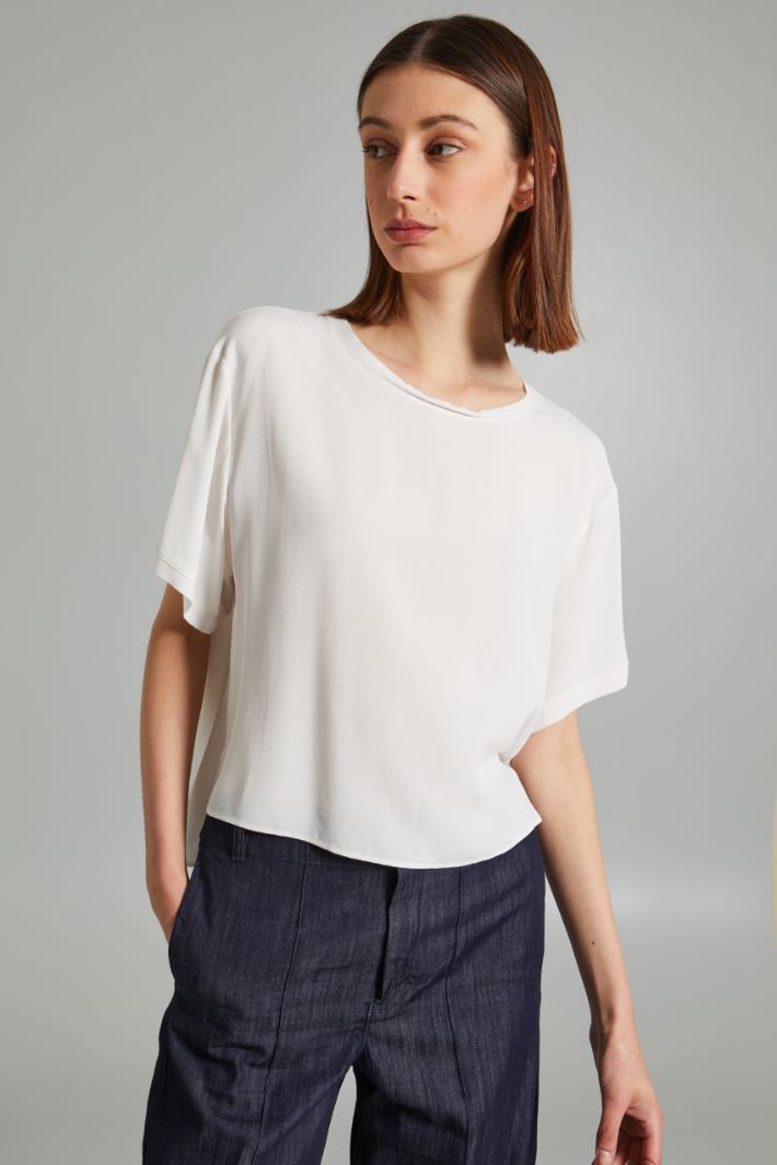 Boxy fit silk blend blouse Intrend - 3