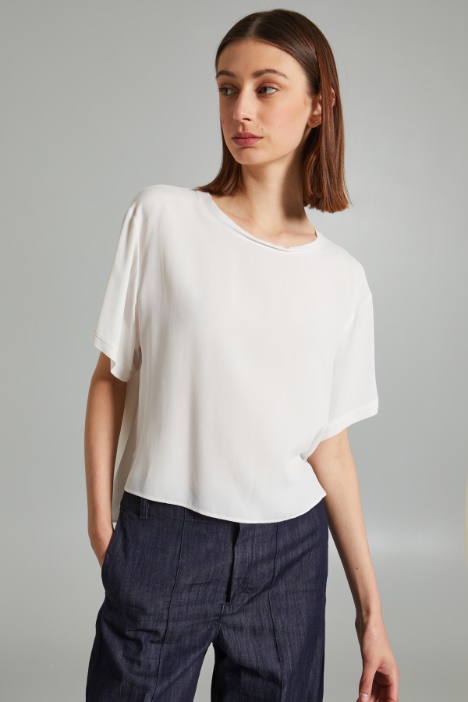 Blusa boxy in misto seta Intrend