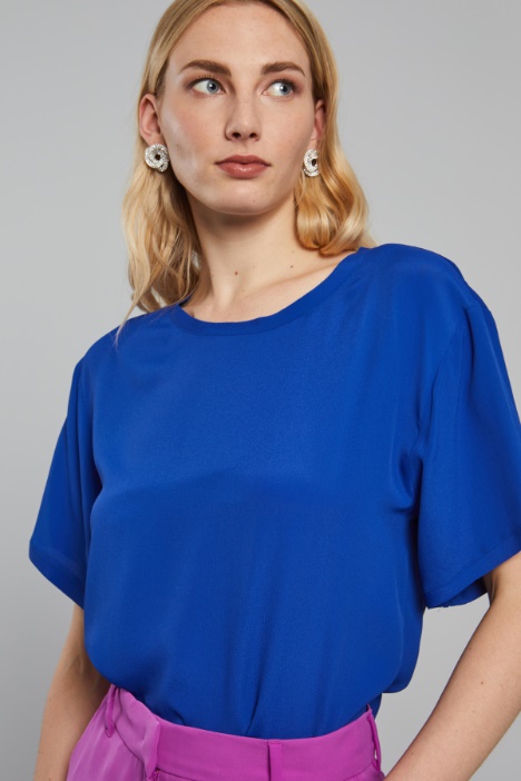 Blusa boxy in misto seta