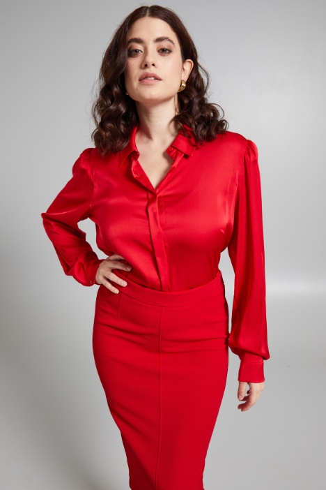 Satin shirt with gathered sleeves Intrend