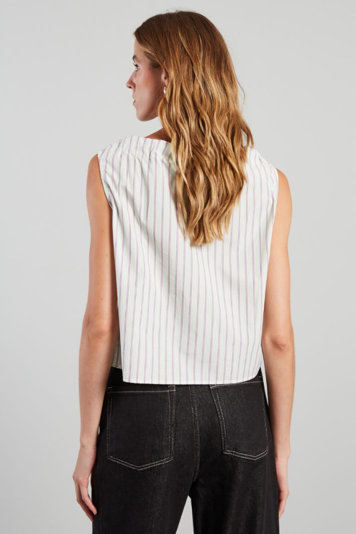 Bow-embellished poplin top Intrend - 2