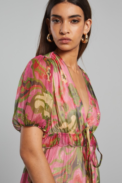 Abito corto in creponne lamè