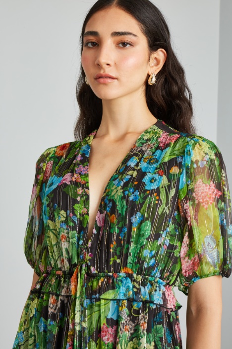 Abito corto in creponne lamè