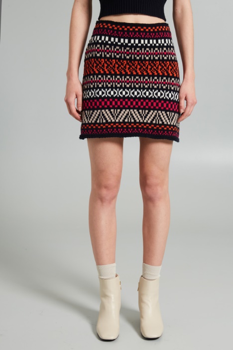 Minigonna in maglia con intarsio
