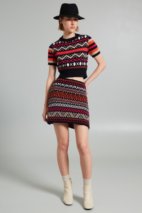 Inlaid mini knit skirt Intrend