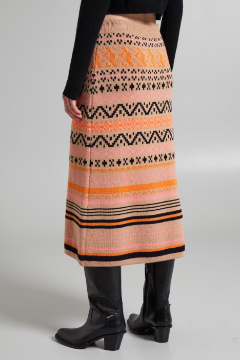 Gonna in maglia con intarsio