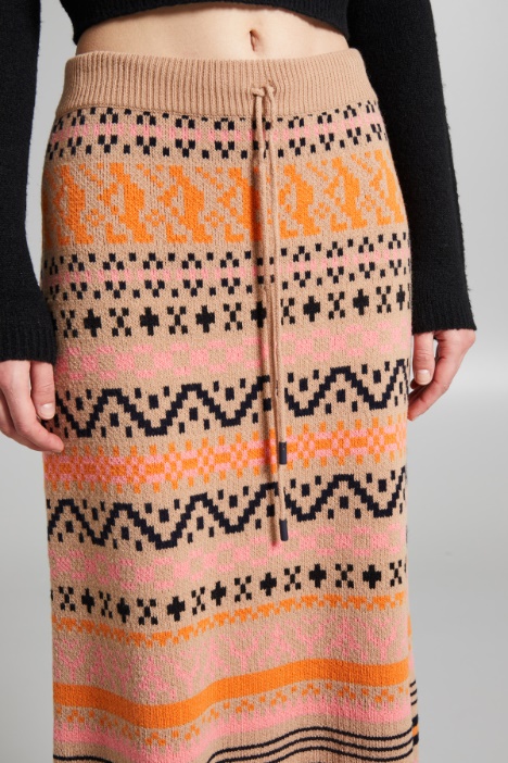Gonna in maglia con intarsio