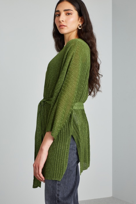 Cardigan morbido con cintura