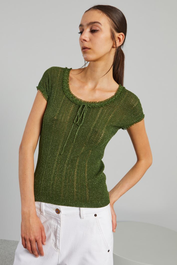 Lace-trimmed lurex jumper Intrend - 3