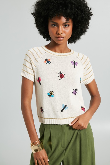 Embroidered lurex jumper Intrend