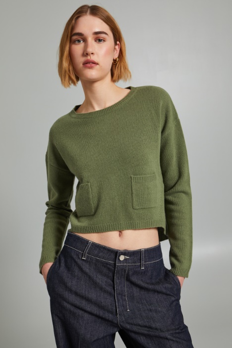 Crop sweater with pockets Intrend