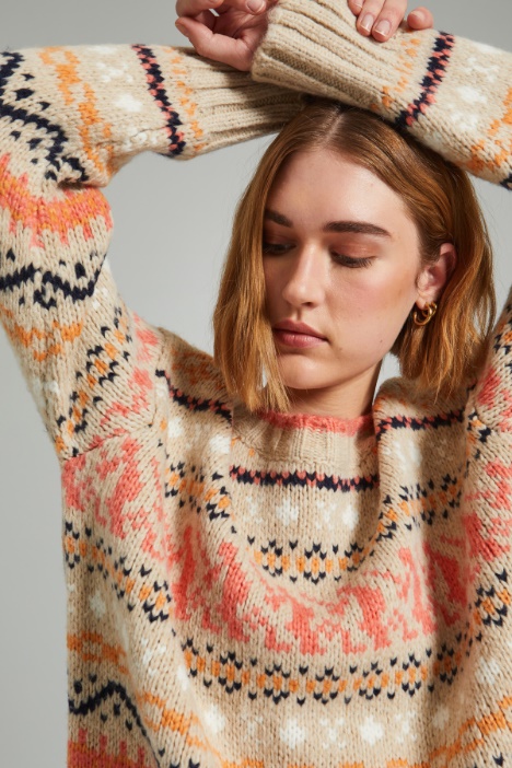 Maglia lunga con intarsio