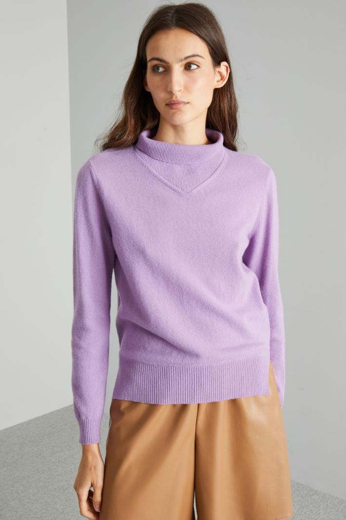 Polo neck wool-blend sweater Intrend - 3