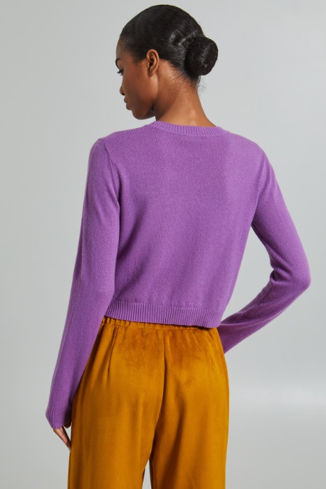 Maglia cropped con intarsio