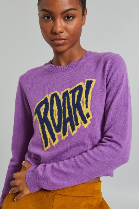 Maglia cropped con intarsio