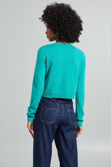 Maglia cropped con intarsio