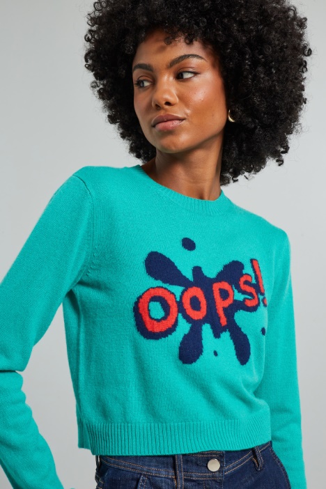 Maglia cropped con intarsio