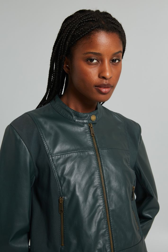 Biker jacket with jersey inserts Intrend - 4