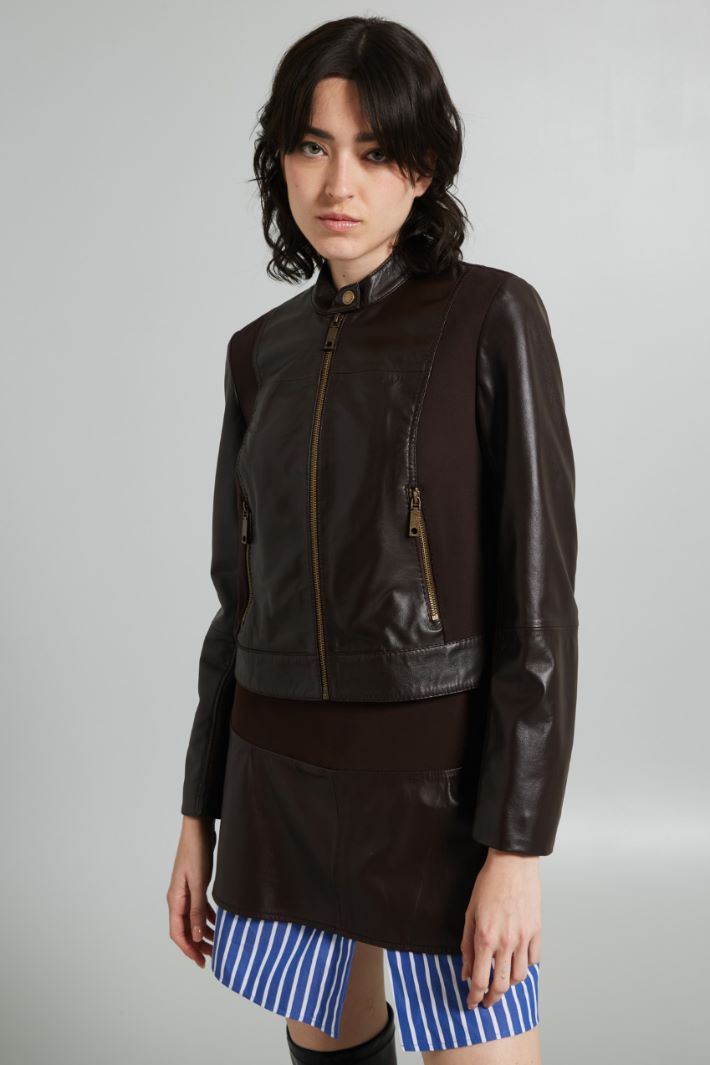 Biker jacket with jersey inserts Intrend - 3