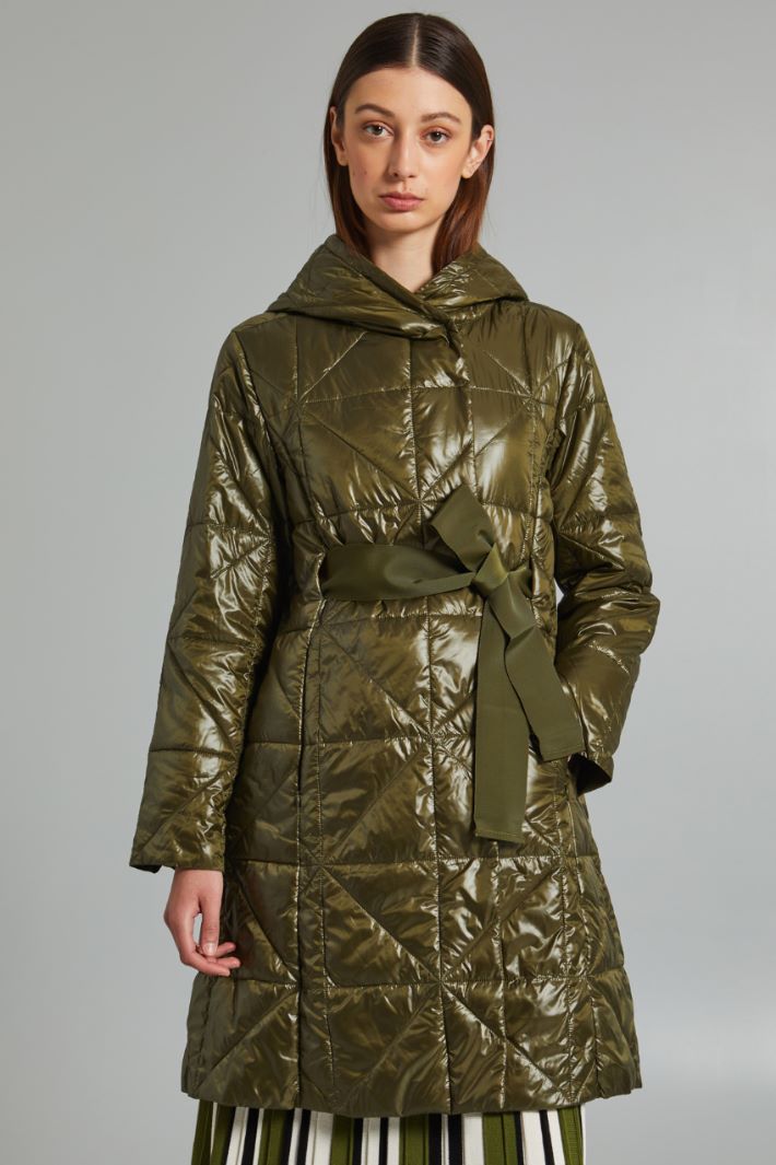 Padded coat with ribbon belt Intrend - 3