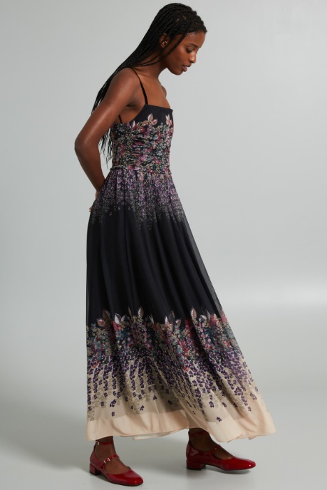 Abito lungo in jersey tulle