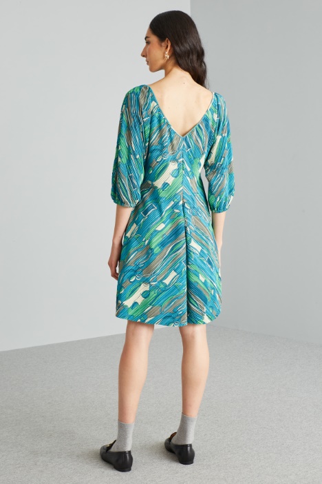 Abito corto in jersey plissè