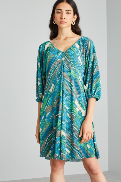 Abito corto in jersey plissè