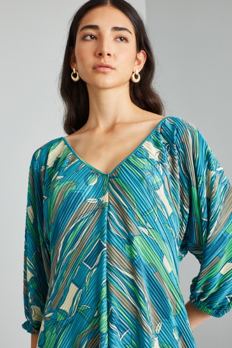 Abito corto in jersey plissè