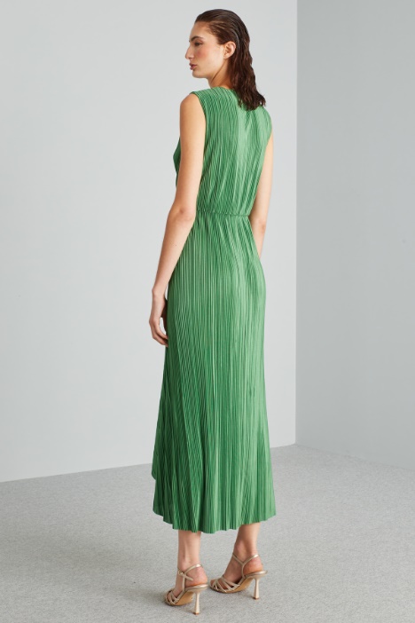 Abito lungo in jersey plissè