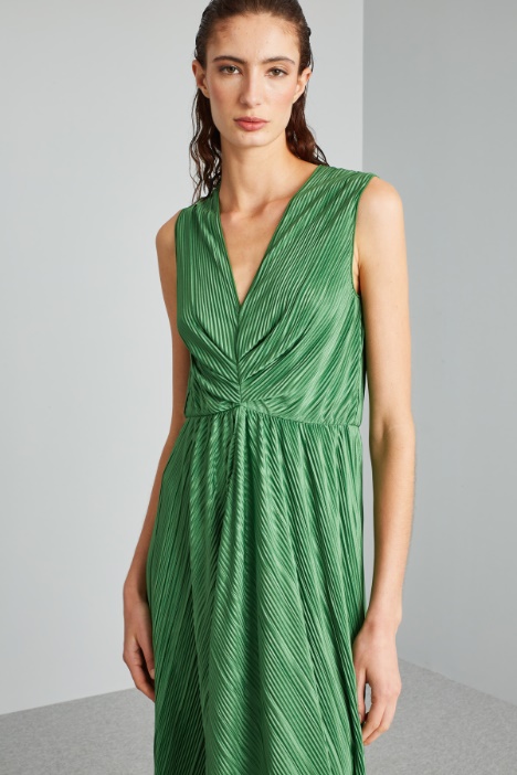 Abito lungo in jersey plissè