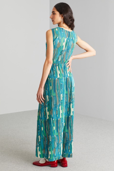 Abito lungo in jersey plissè