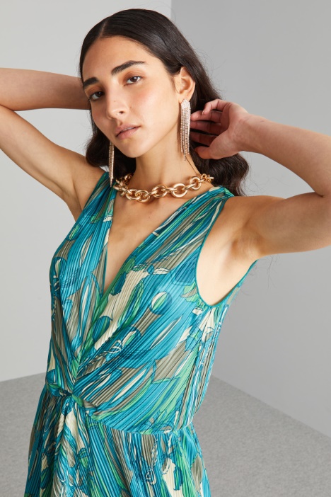 Abito lungo in jersey plissè