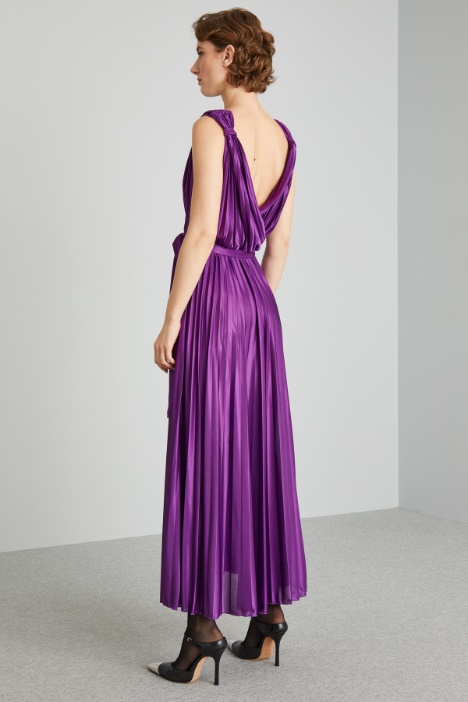 Abito lungo in jersey plissé