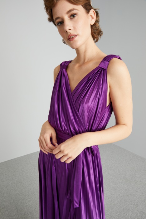 Abito lungo in jersey plissé