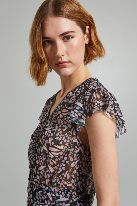 Abito corto in jersey tulle