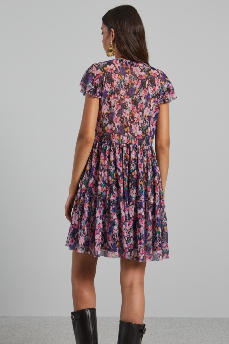Abito corto in jersey tulle